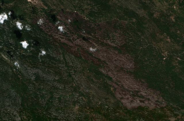 Burned area near Danilovgrad from space