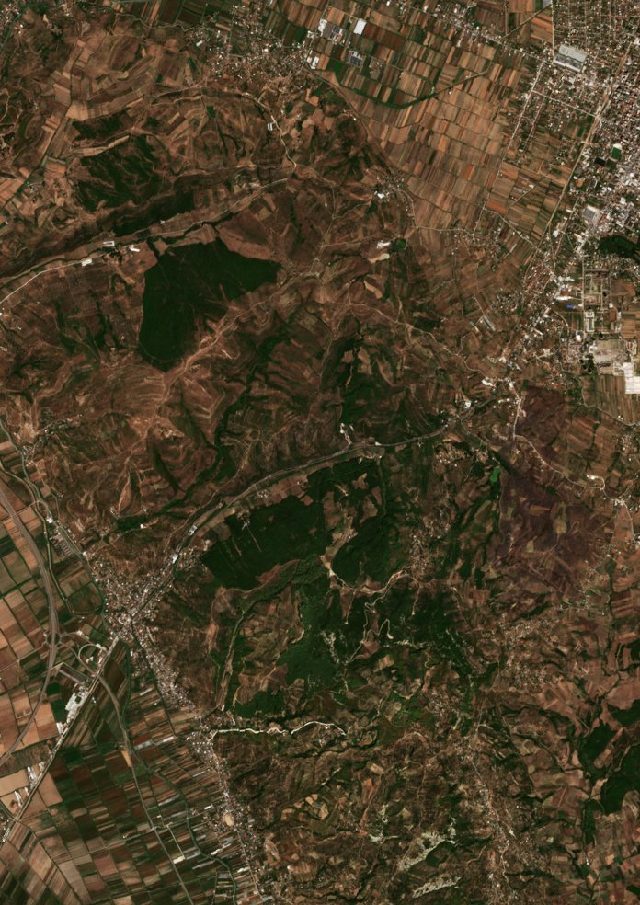 Burned area near Topojë from space