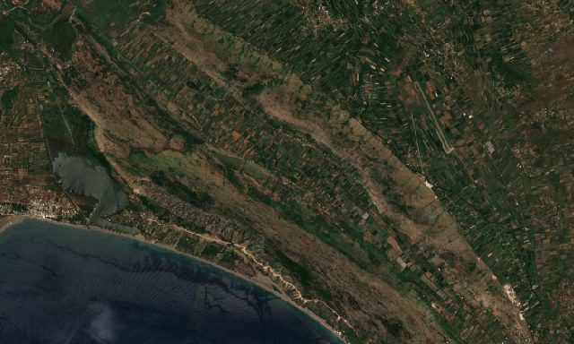 Burned area near Gjadër, Dajc from space