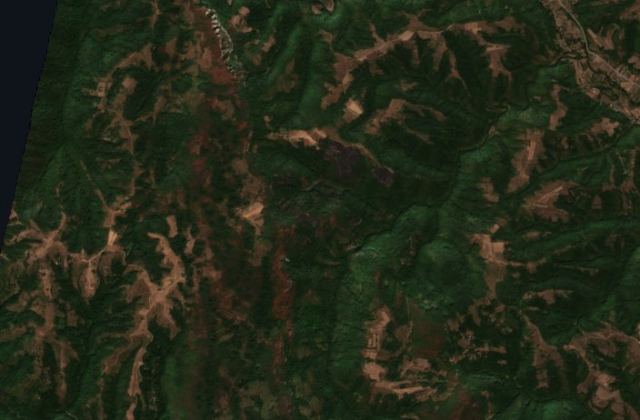 Burned area near Laznica from space