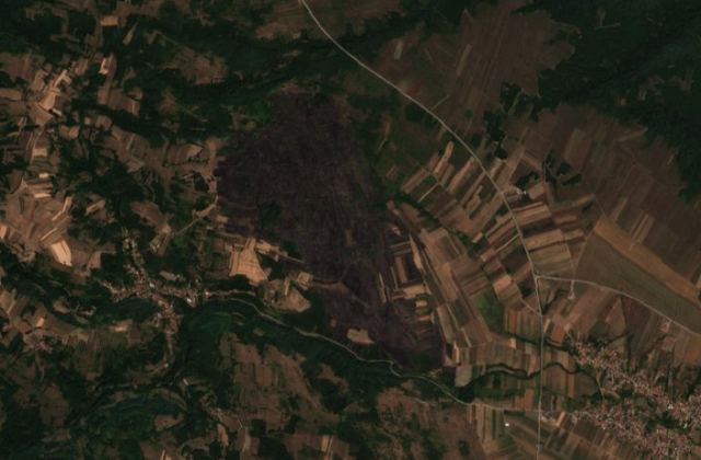Burned area near Negotin from space