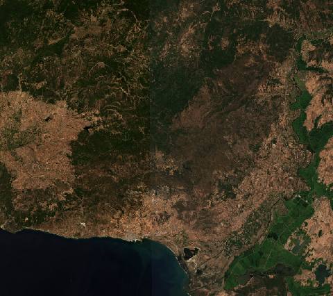 Satellite view near Alexandroupoli, Greece