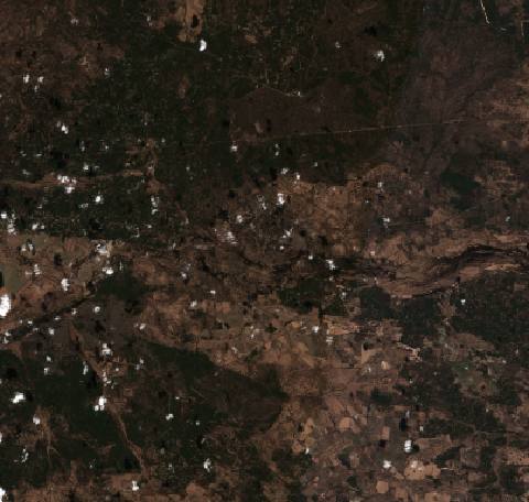 Satellite view in the Chernobyl exclusion zone, Ukraine