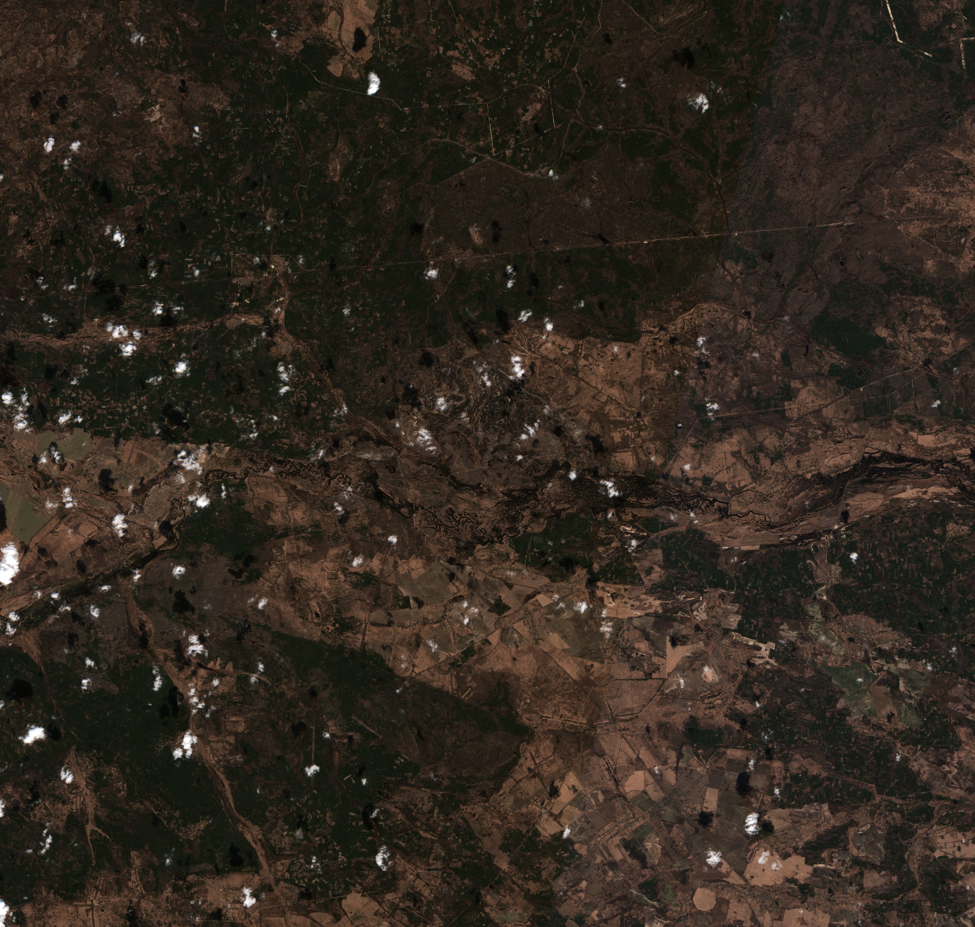Satellite view in the Chernobyl exclusion zone, Ukraine