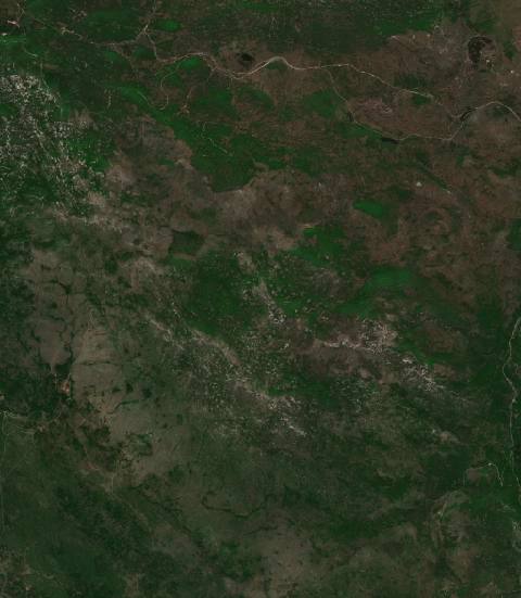 Satellite view near Ervenik, Croatia