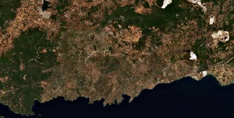 Satellite view near Karaova, Turkey