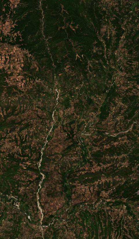 Satellite view near Lálas, Greece