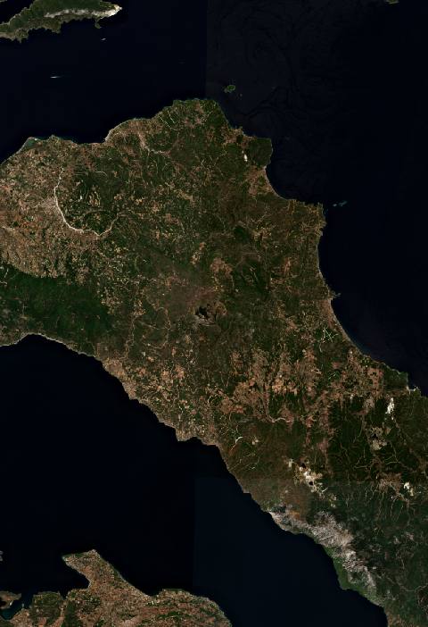 Satellite view near Límni, Greece