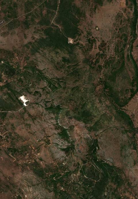 Satellite view near Oklaj, Croatia