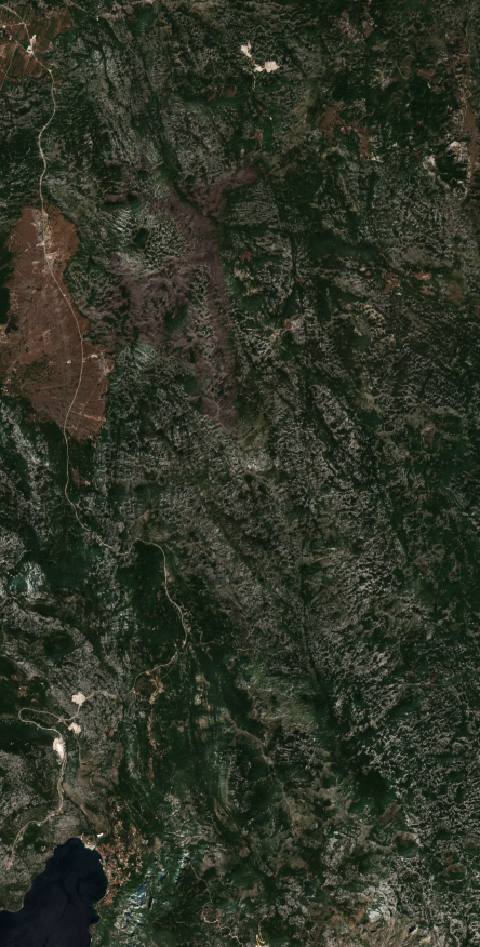 Satellite view near Risan, Montenegro