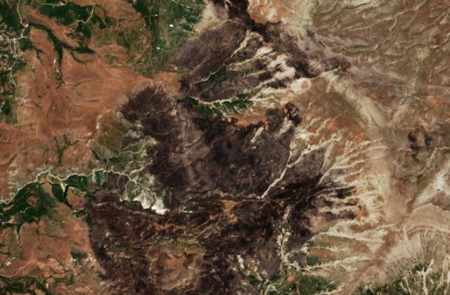 Burned area near Brataj from space