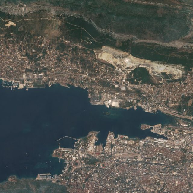 Burned area near Split from space