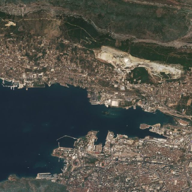 Burned area near Split from space