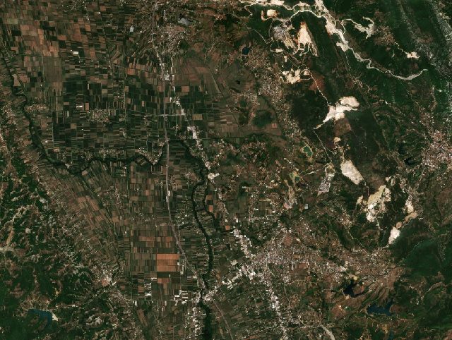 Burned area near Krujë from space