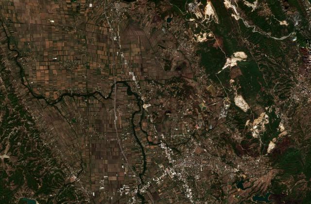 Burned area near Krujë from space